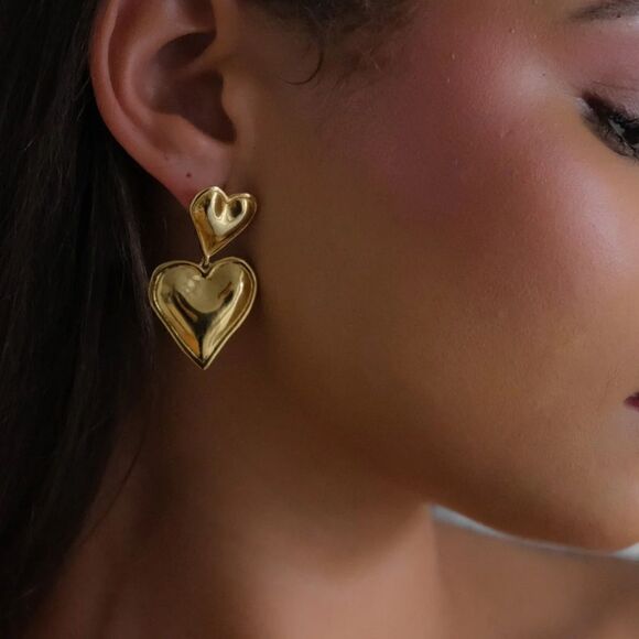 heart dangle earrings #1081 - Picture 1 of 8